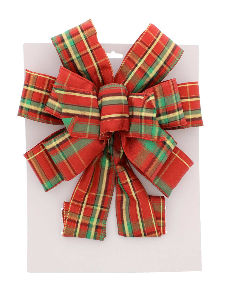 78cm Red Tartan Bow Tree Topper