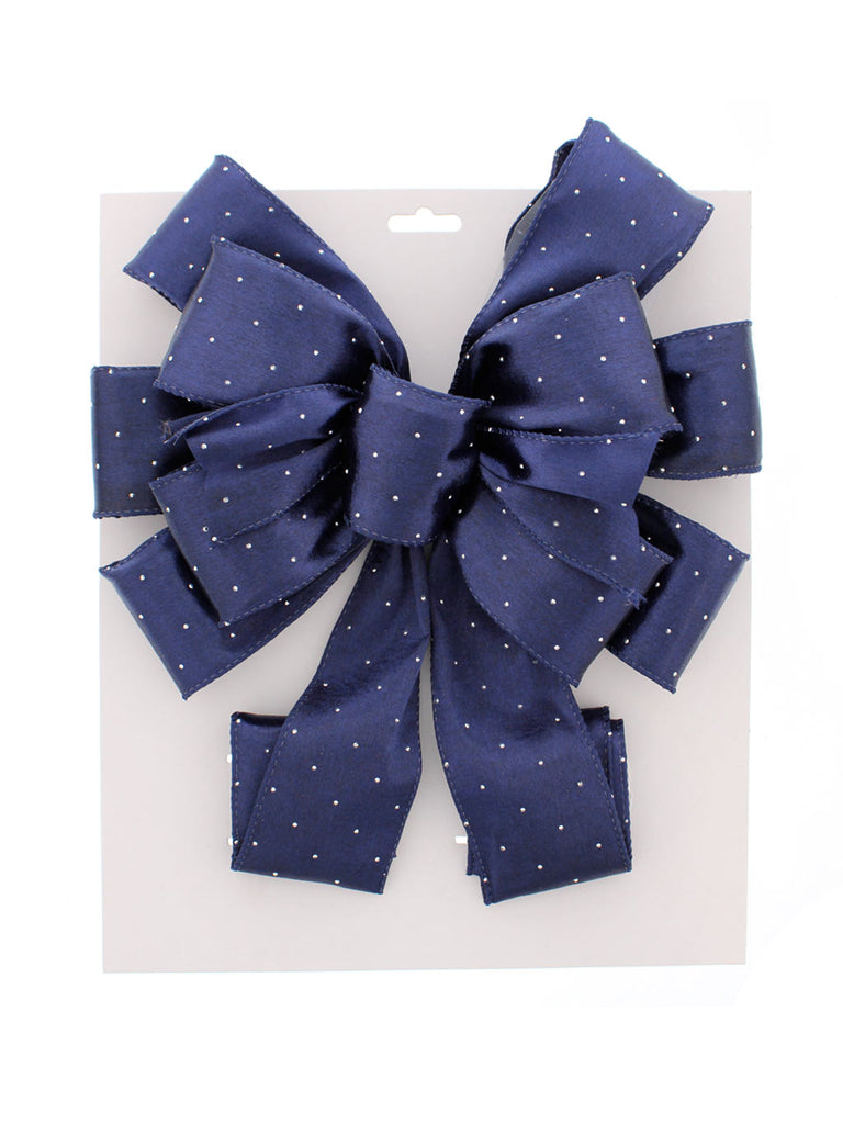 78cm Navy Blue Bow with Silver Dots Tree Topper