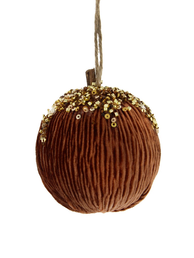 8cm Hanging Brown Velvet Ball Acorn Style Top