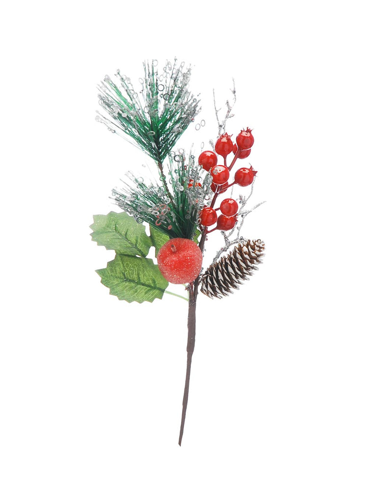 33cm Christmas Berry Pick with Pinecone