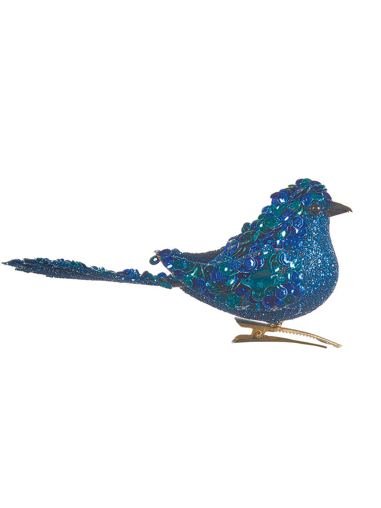 11cm Jewelled Bird with Clip - Navy