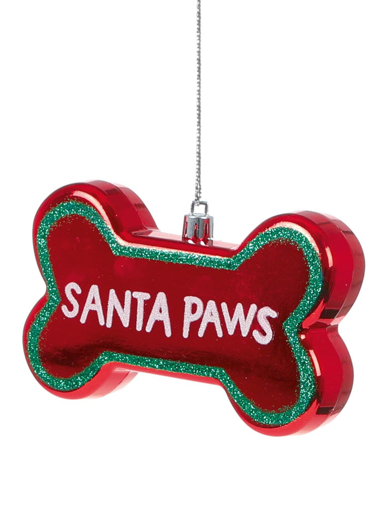 13cm Red Dog Bone 'Santa Paws' Hanging Dec