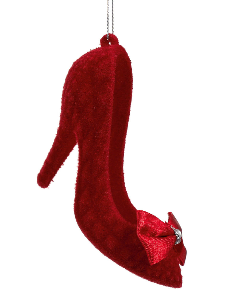 9cm Flock Stiletto Shoe Hanging Dec - Burgundy