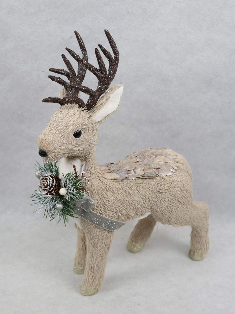 37cm Standing Deer with Acorn - Natural