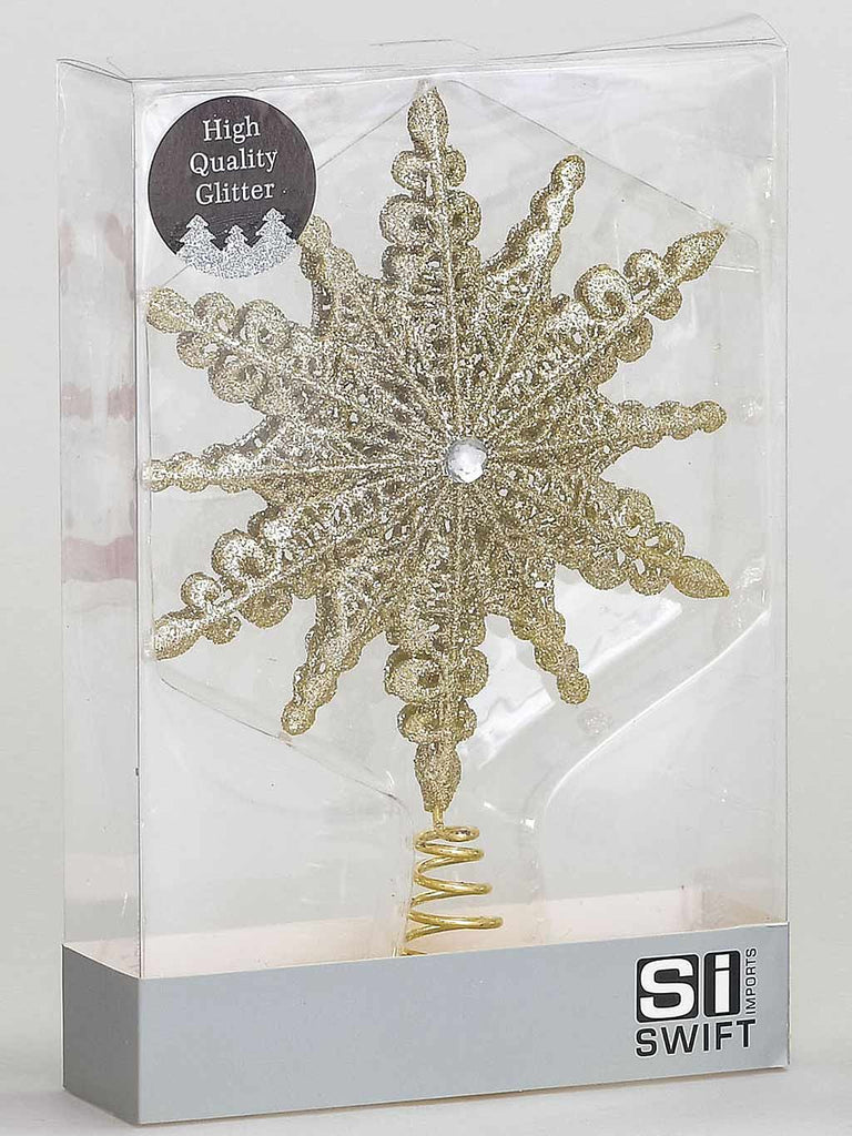 28cm Gold Glitter Snowflake Tree Topper