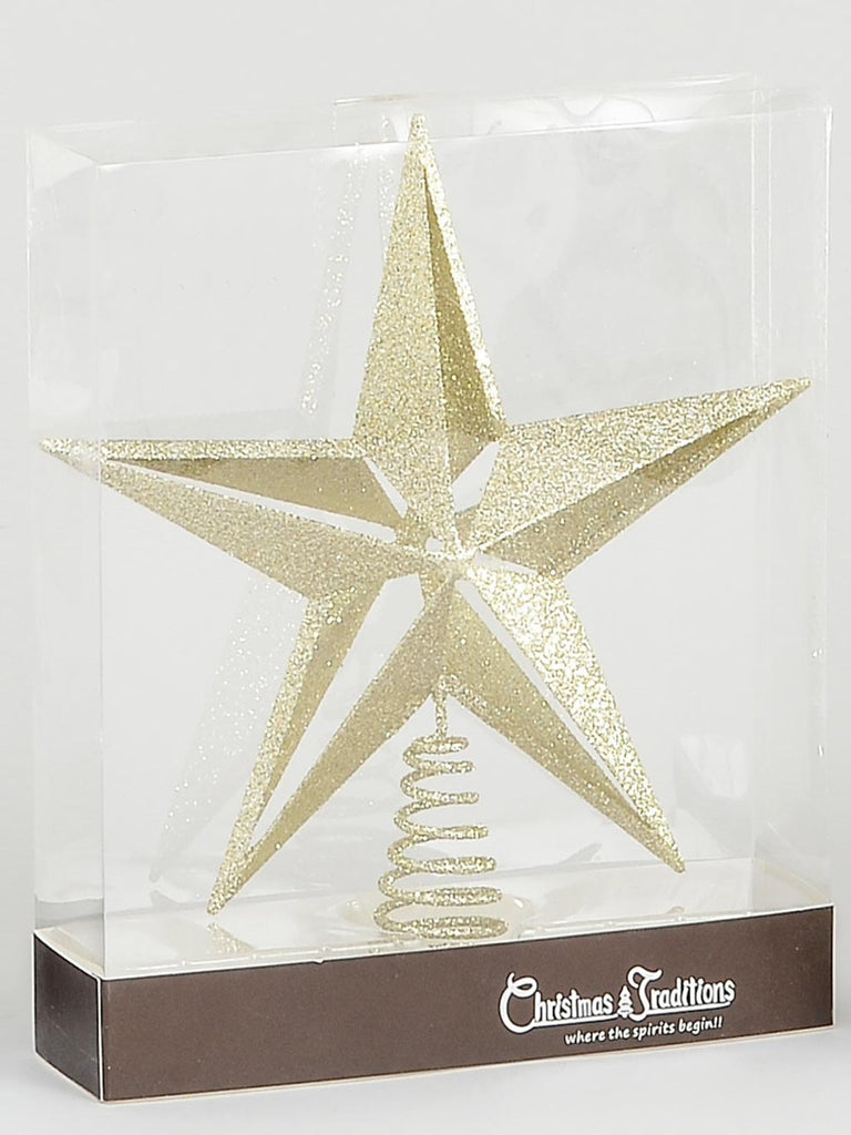 28cm Champagne Gold Glitter Star Tree Topper