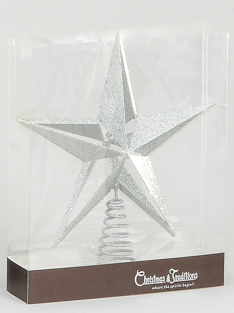 28cm White Glitter Star Tree Topper