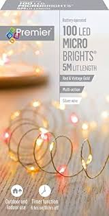 100 LED Multi-Action Battery Operated Microbrights with Timer - Vintage Gold with Red