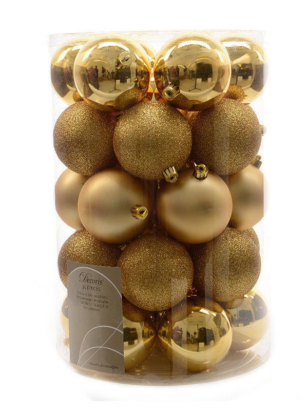 Pk 34 x 80mm Shatterproof Baubles - Light Gold
