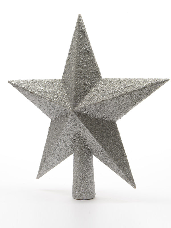 19cm Glittered Shatterproof Tree Top Star - Silver