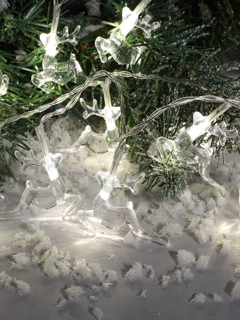 20 Led Reindeer String Lights with Clear Cable - Warm White