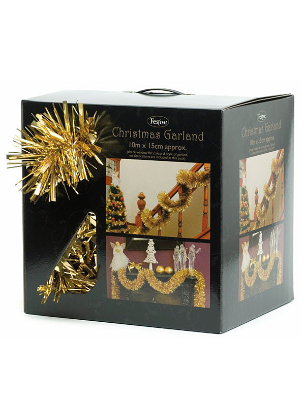 10M x 150mm Garland Gold Tinsel