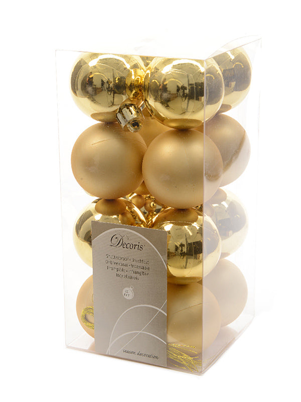 Pk 16 x 40mm Shatterproof Bauble - Light Gold