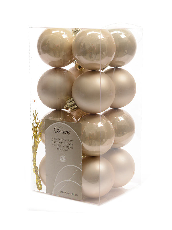 Pk 16 x 40mm Shatterproof Bauble - Pearl
