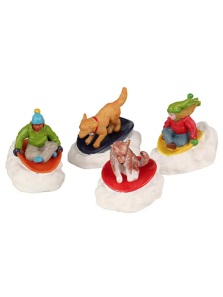 Dog Snow Saucer Fun, Set Of 4
