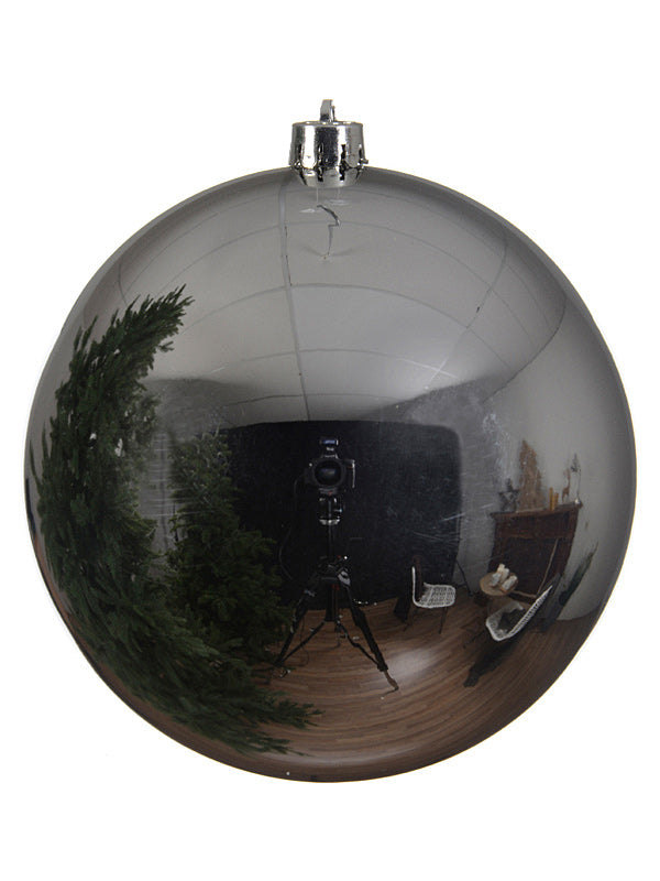 14cm Shiny Shatterproof Bauble - Silver