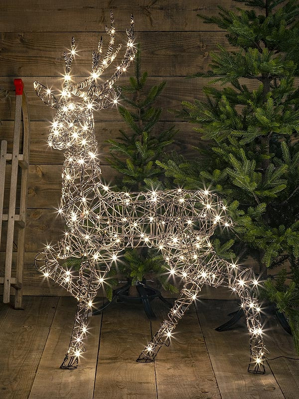 1.4M Standing Wicker Stag with 180 Warm White LEDs