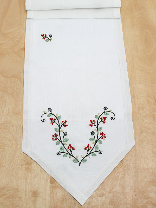 14" x 75" Berries Christmas Table Runner - Multi-Colour