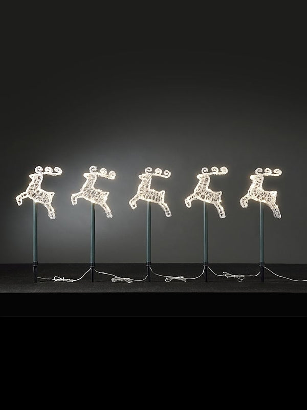 5 Reindeer Christmas Path Lights - Warm White
