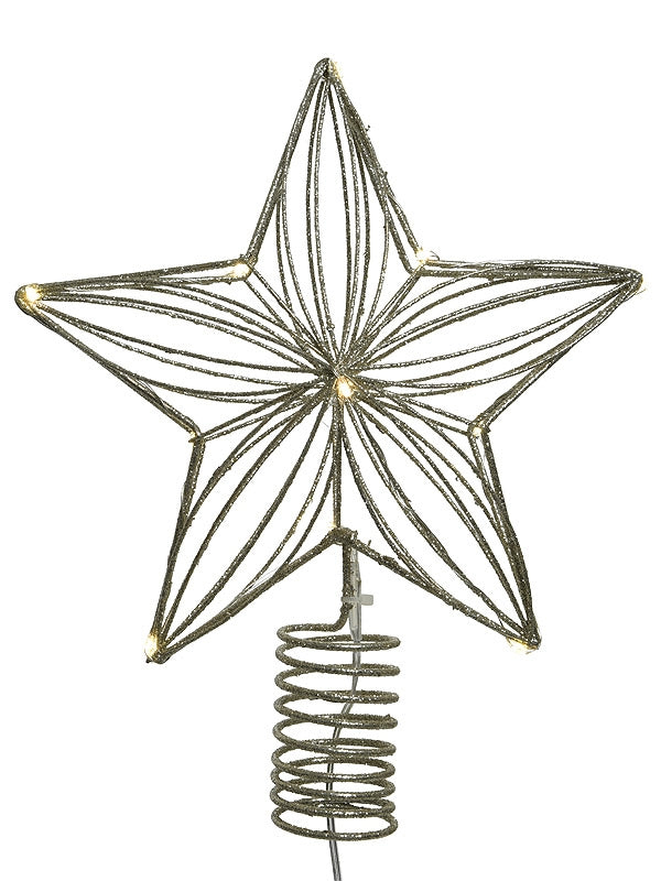 20cm Micro LED Tree Topper - Champagne Gold Glitter