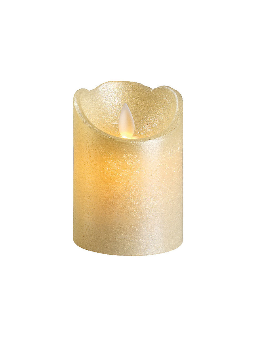 10 x 7.5cm LED Flame Effect Candle with Timer Metallic Gold Seasons