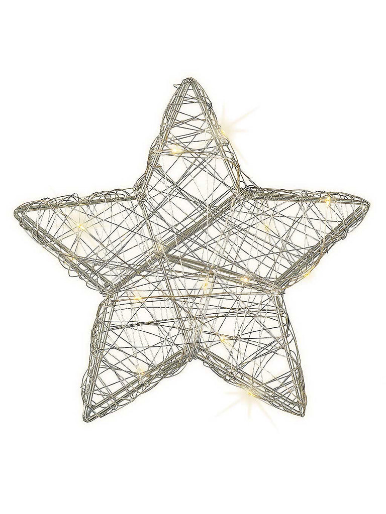 20cm Micro LED Wire Star with 15 Battery Operated lights - Warm White