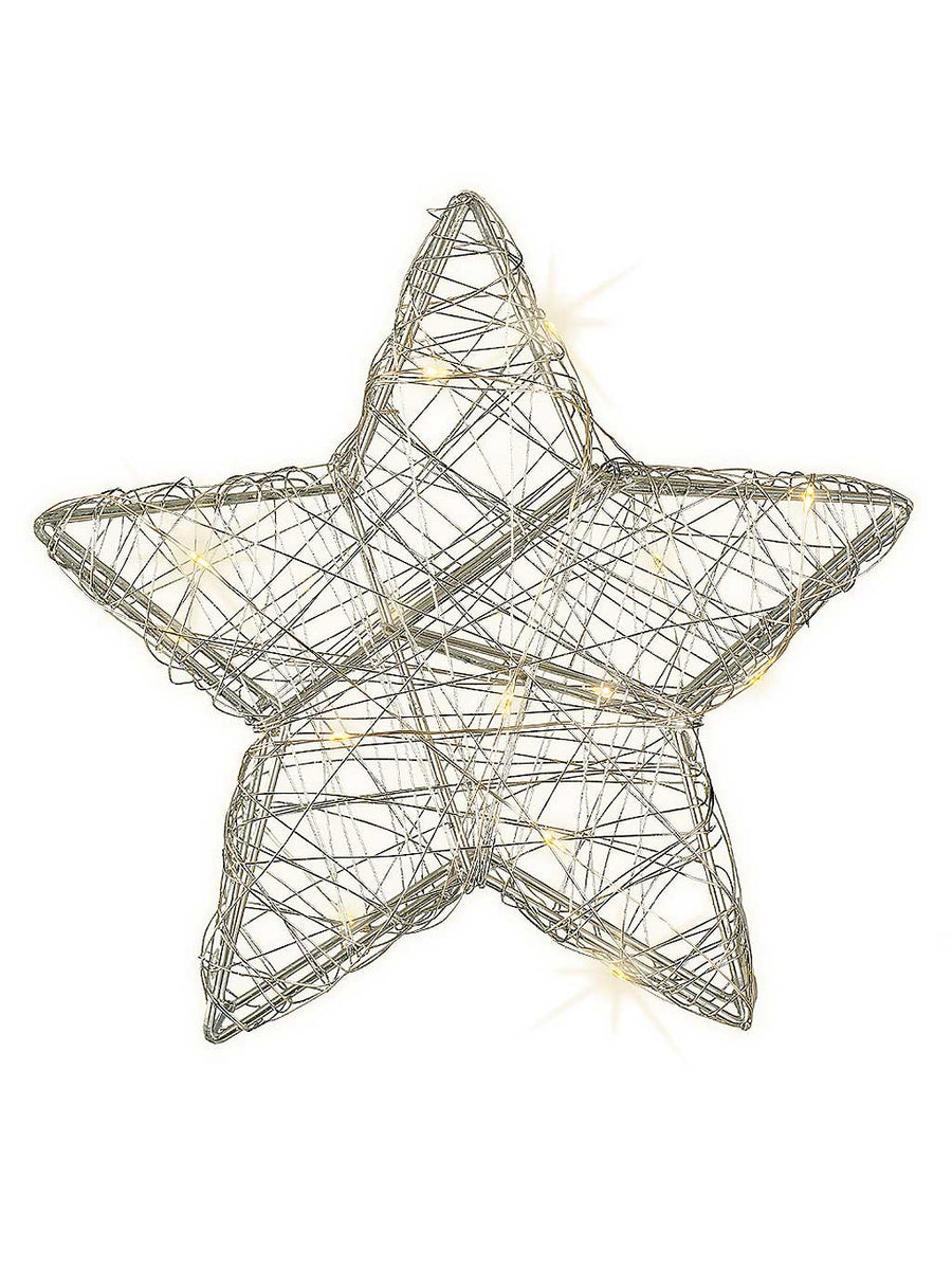 20cm Micro LED Wire Star with 15 Battery Operated lights Warm White