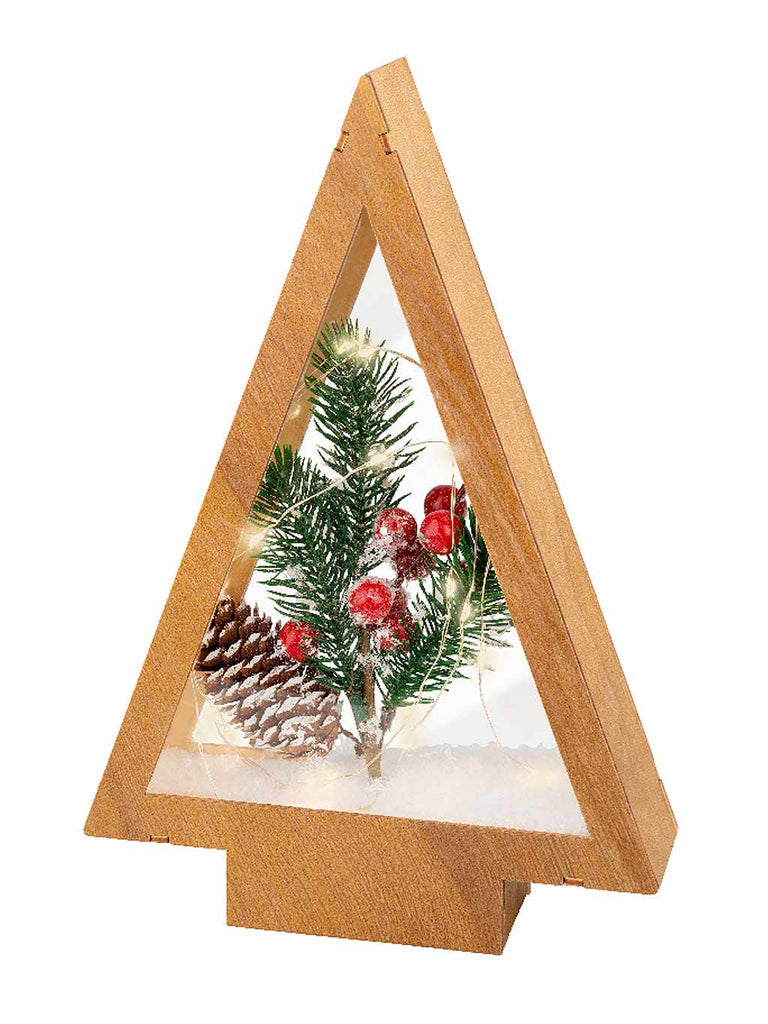 28cm Micro LED Frame Tree with 25 LEDs & Lit Inside Scene