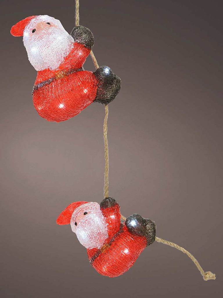 80cm LED Battery Operated Acrylic Santa Climbing Rope - White/Outdoor