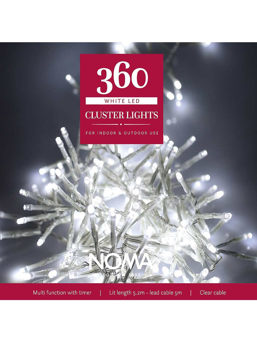 360 LED MultiAction Cluster Lights White with Clear Cable Seasons
