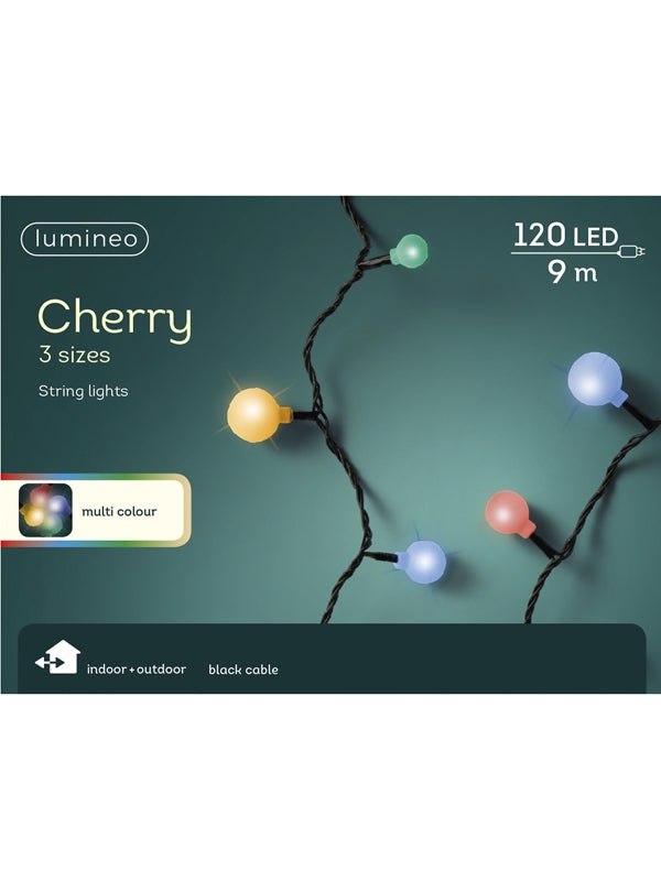 120 Cherry String Lights With 3 Size Cherries - Multi-coloured 