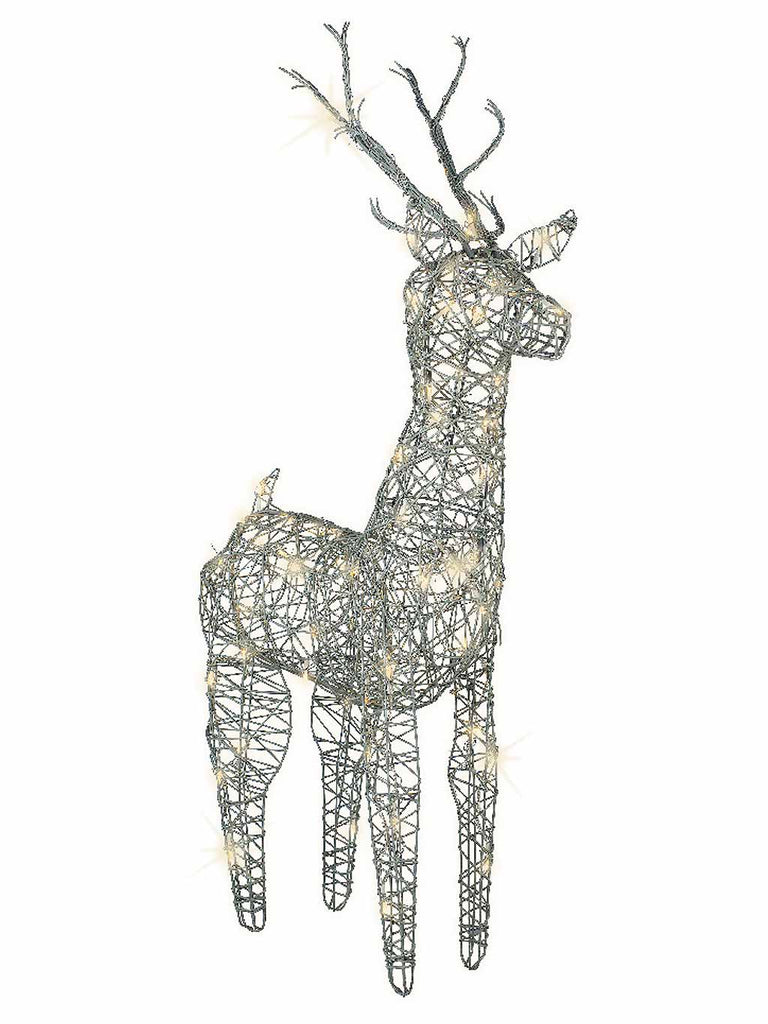 135cm Grey Wicker Reindeer with 96 Warm White LEDs