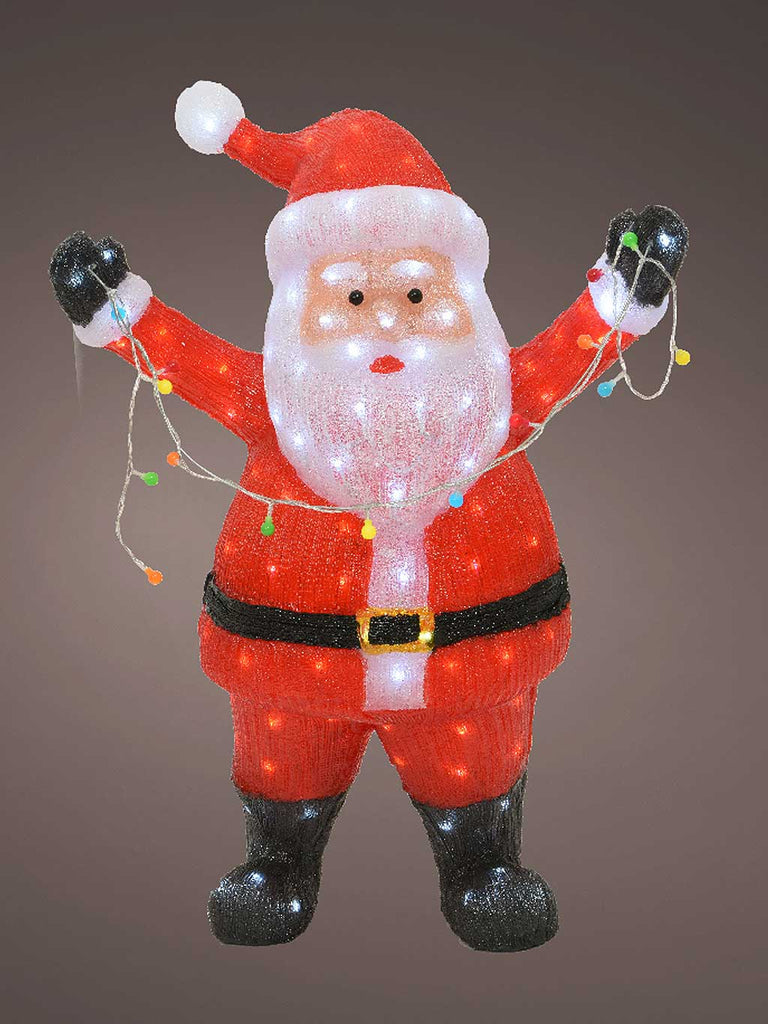 88cm Acrylic Santa with String Lights - Flashing Effect - 180 LEDs
