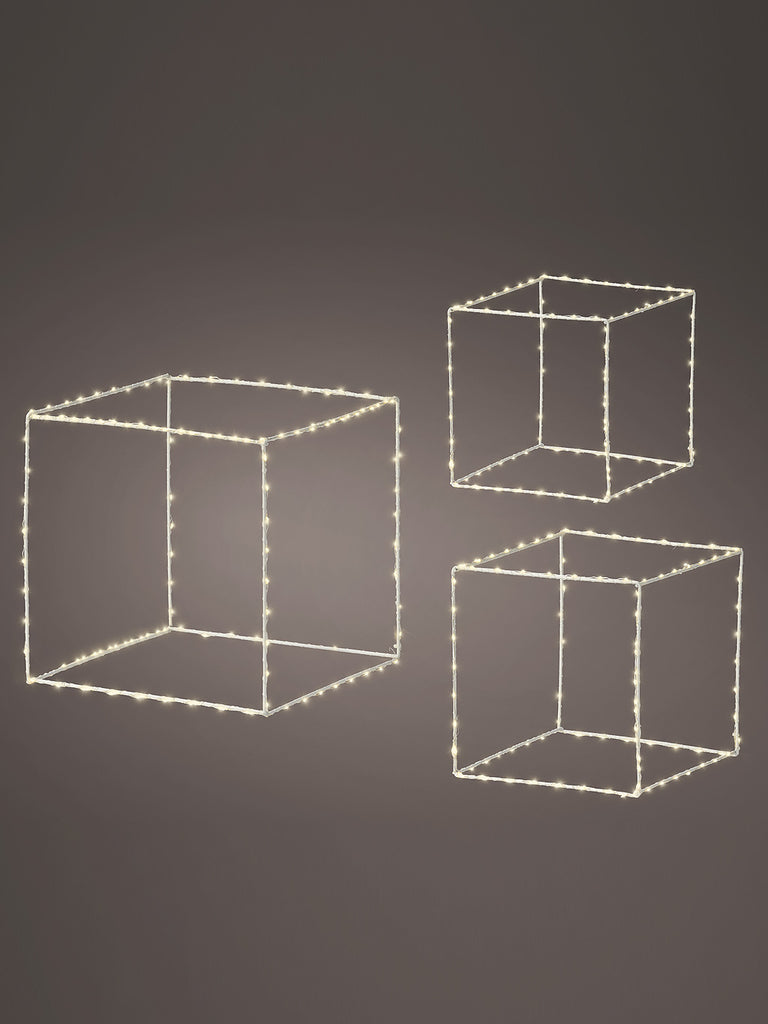 Set of 3 Large Indoor/Outdoor Micro LED Frame Parcels - Warm White