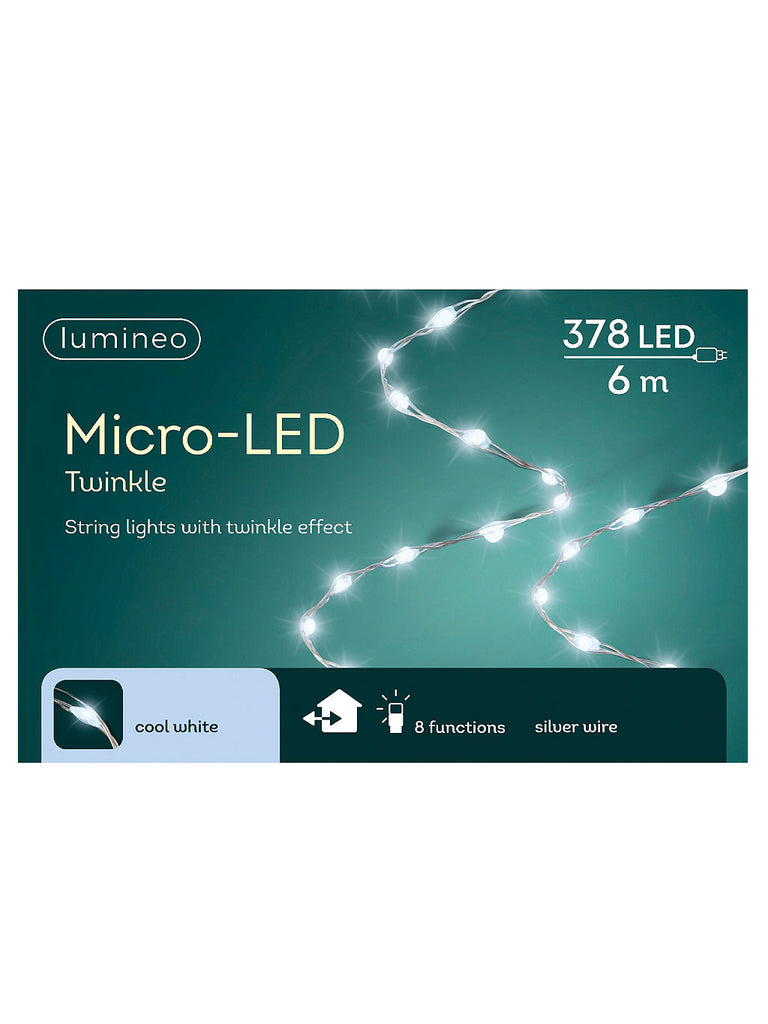 378 Micro LED Multi-function Twinkle Extra Dense String Lights - White