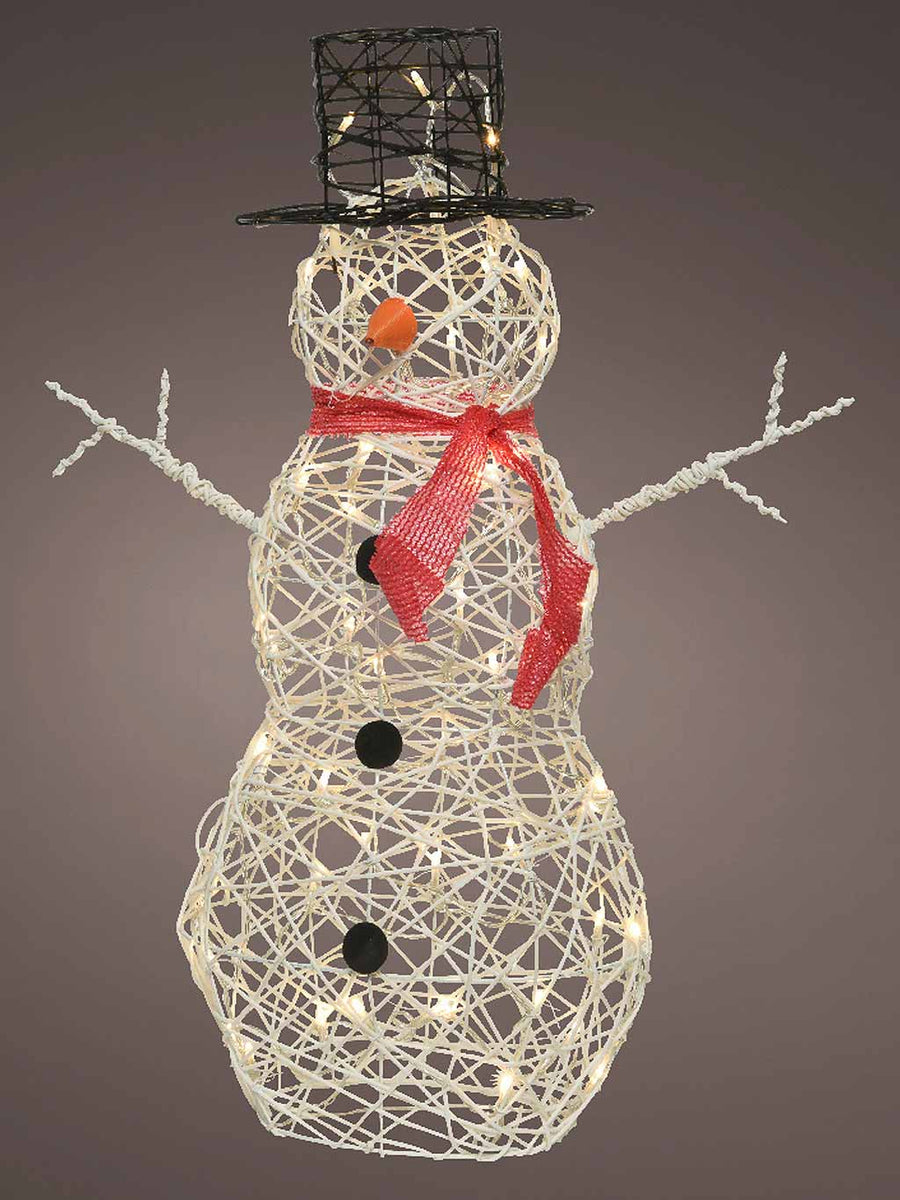68cm LED Wicker Snowman with 48 Warm White Lights Seasons Christmas