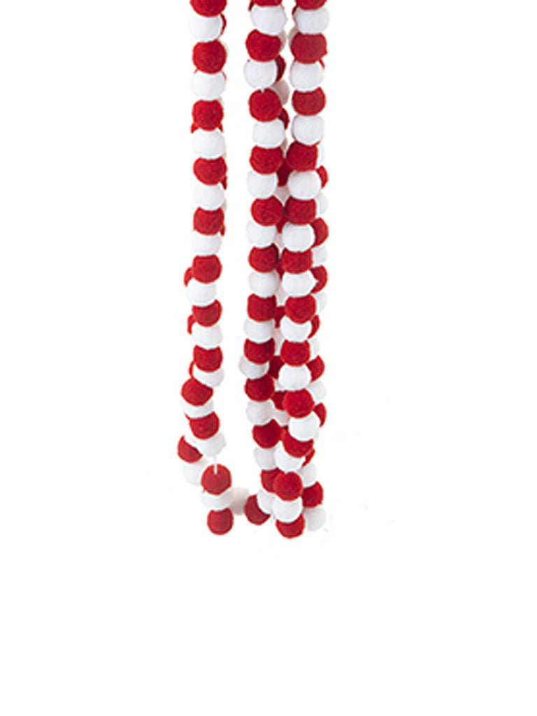 2.4m Pom Pom Candy Cane Garland