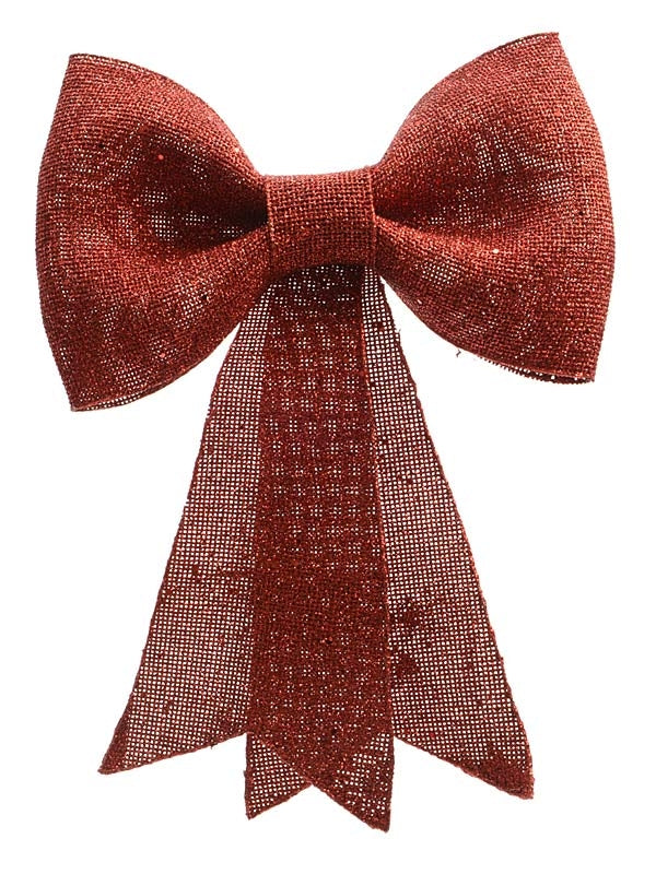 40cm Glitter Bow with Hanger - Red