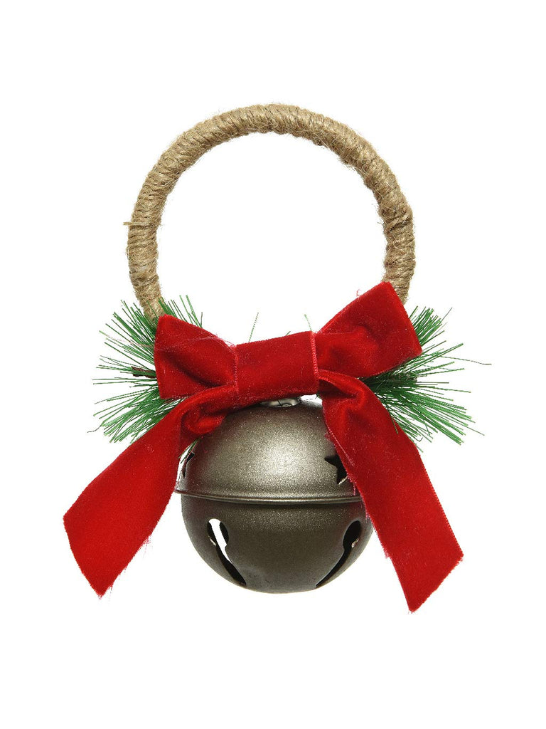 14cm Bell Door Hanger With Red Velvet Bow