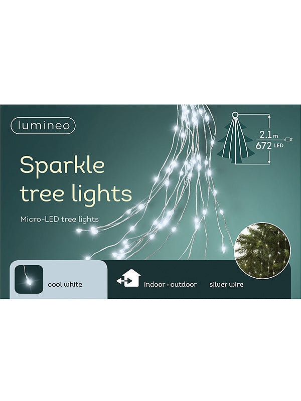 672 Micro LED Tree Lights with Silver Cable - White