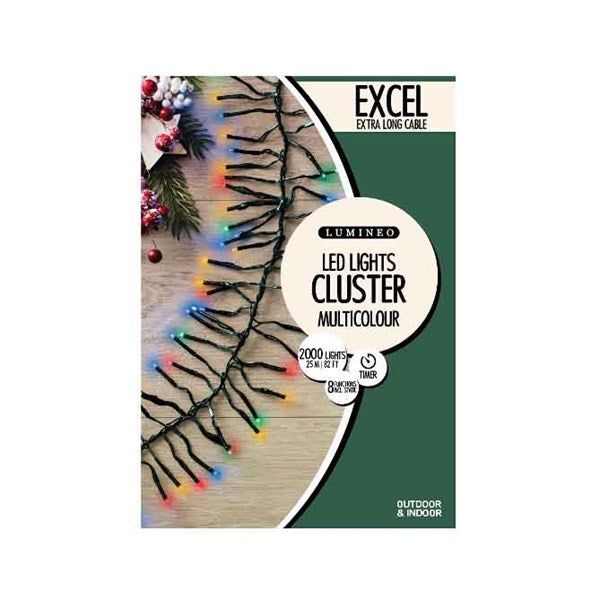 2000 LED Twinkle Cluster Lights - Multicolour