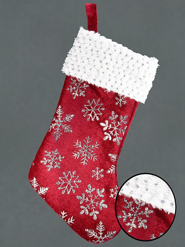45cm Red Snowflake Velvet Stocking
