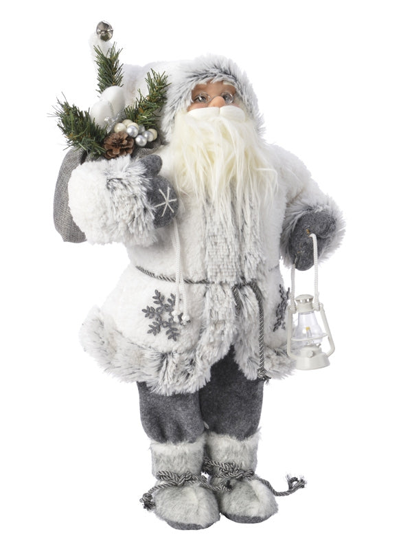 60cm Santa In White Jacket with Snowflake Decoration