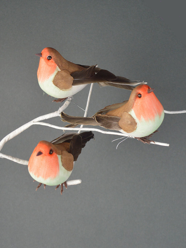 Pk 3 x 11cm Robins with Wire