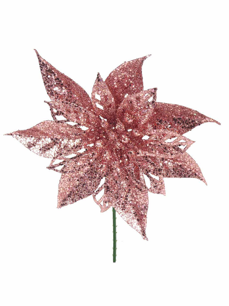 19cm Glitter Poinsettia - Pink