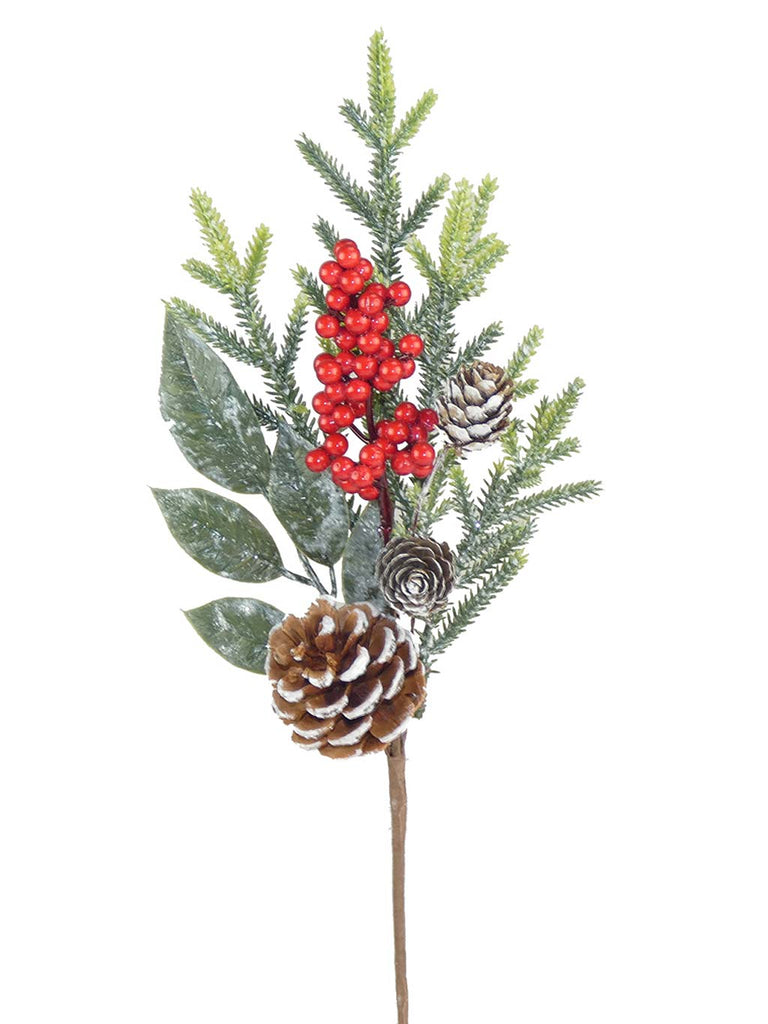 36cm Dainty Cone Berry Foliage Stem