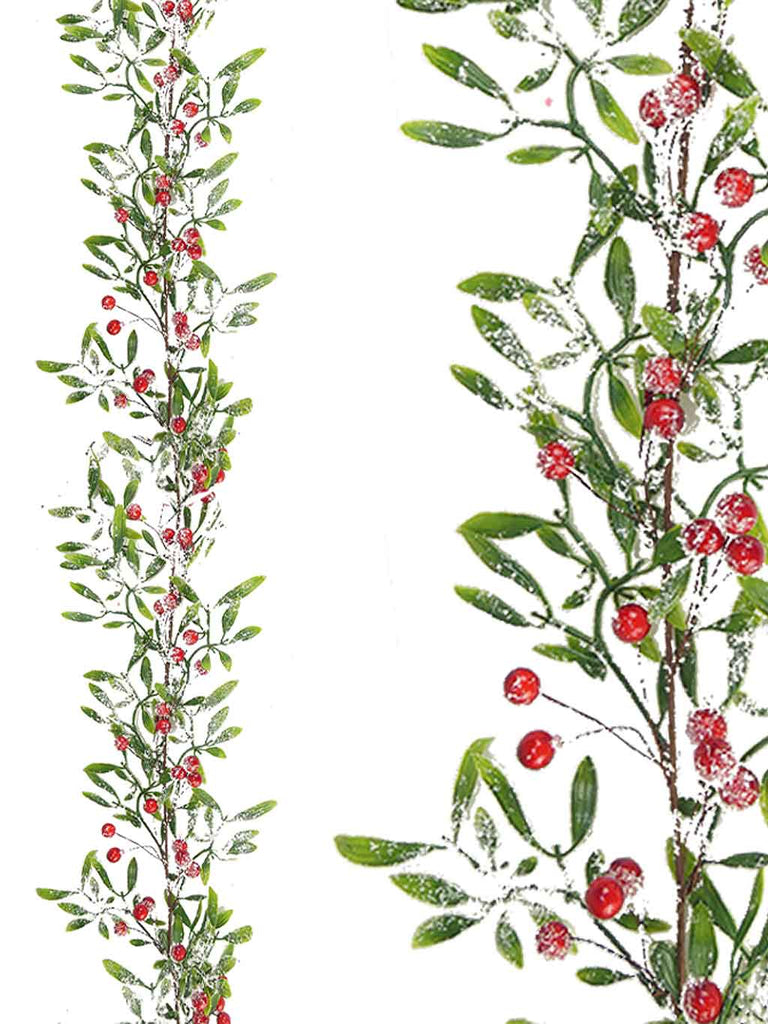 1.5M Red Berry & Leaf Snowy Garland