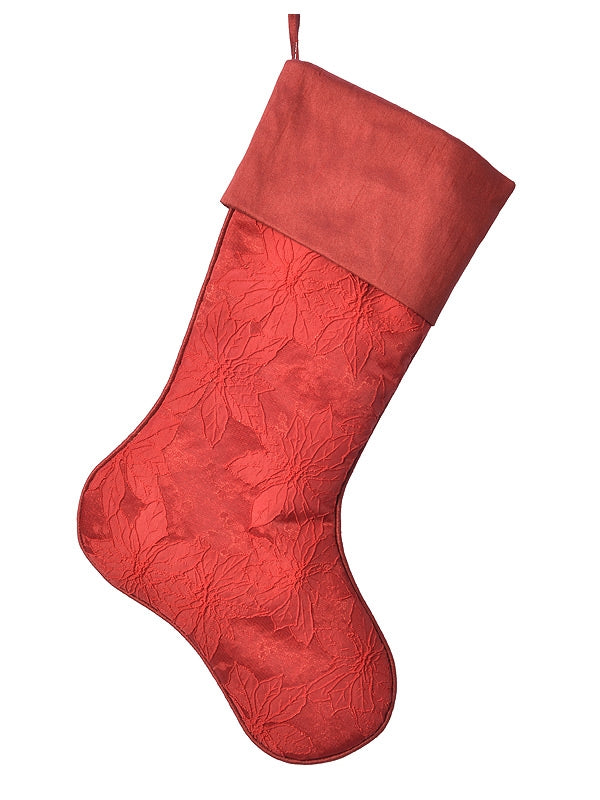 51cm Red Christmas Stocking Leaf Design