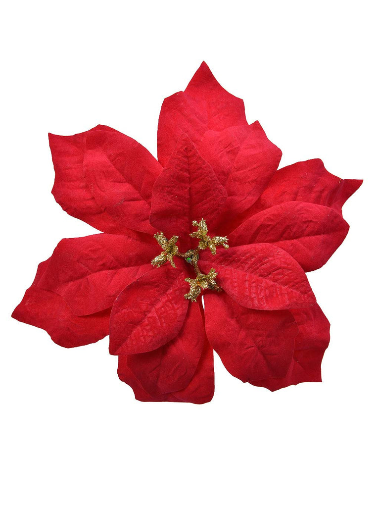 26cm Poinsettia On Clip - Red