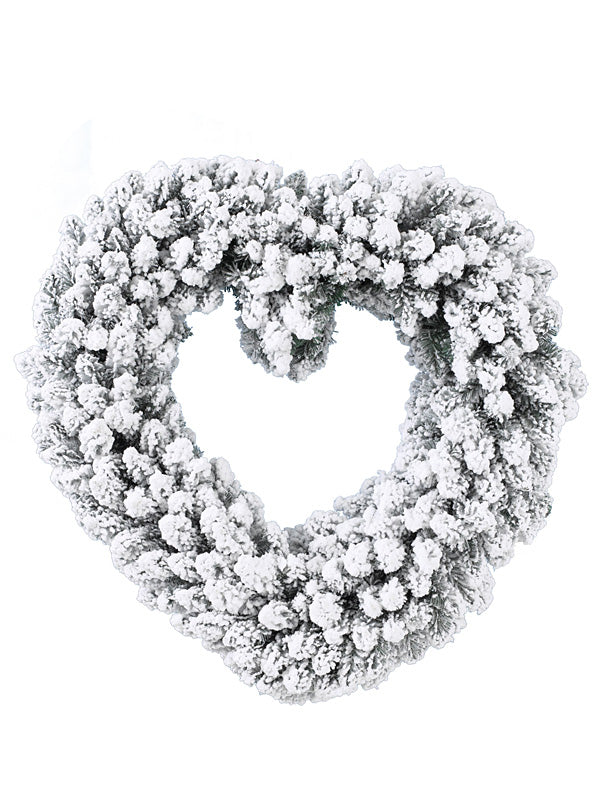50cm Snowy Heart Christmas Wreath